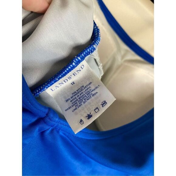 Lands’ End Womens 12 One Piece Swimwear Blue Swim - Picture 6 of 6